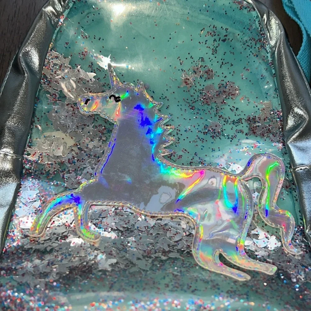 Iridescent like unicorn glitter confetti mini backpack